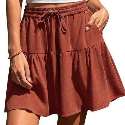 ☀️ Women's Linen Blend Wide Leg Culotte Shorts–Lightweight, Comfy & Flowy