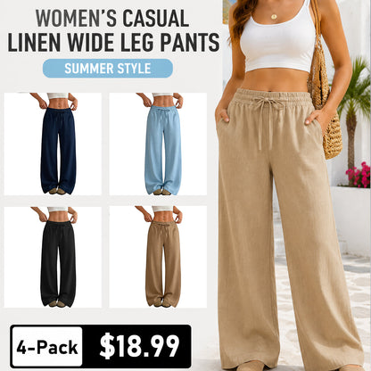 🔥 Women's Linen Wide Leg Pants – Breathable Comfort, Relaxed Fit & Timeless Style