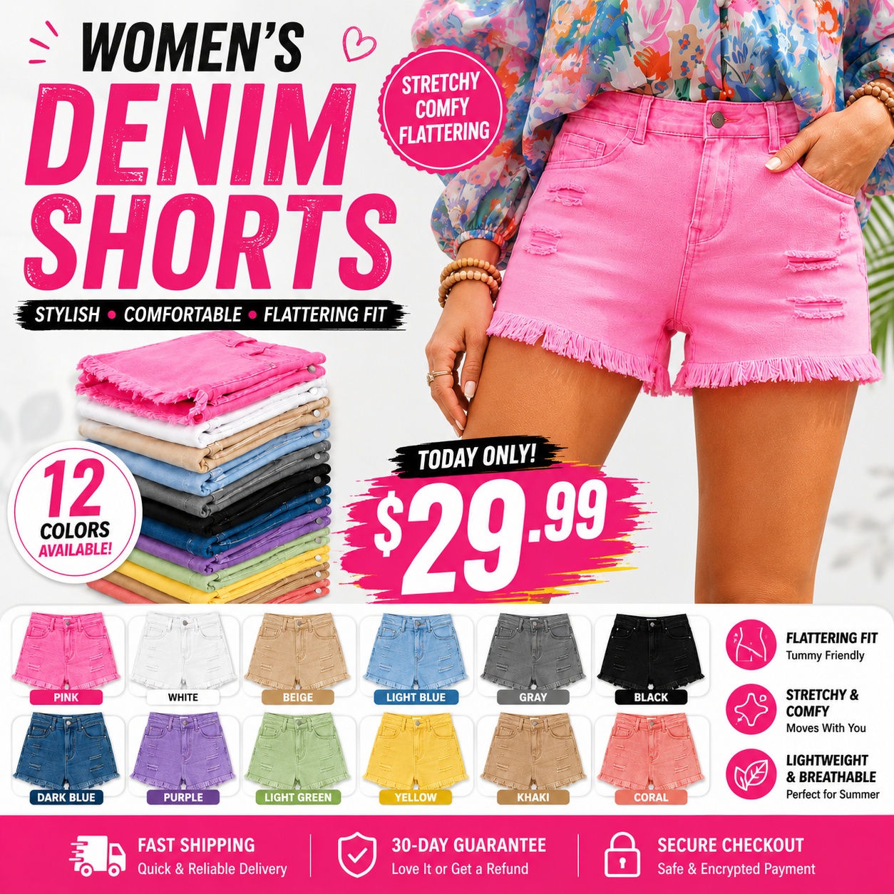 🔥Women's Casual Mid Rise Denim Shorts
